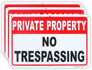 Enjoyist Enjoyist 3 Pack Private Property No Trespassing Sign 10"x 7" .04" Aluminum Reflective Sign Rust Free Aluminum-UV - Image 1