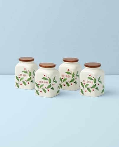 Lenox 895048 Holiday Baking Spice Jars, Set of 4, Christmas Theme - Image 2