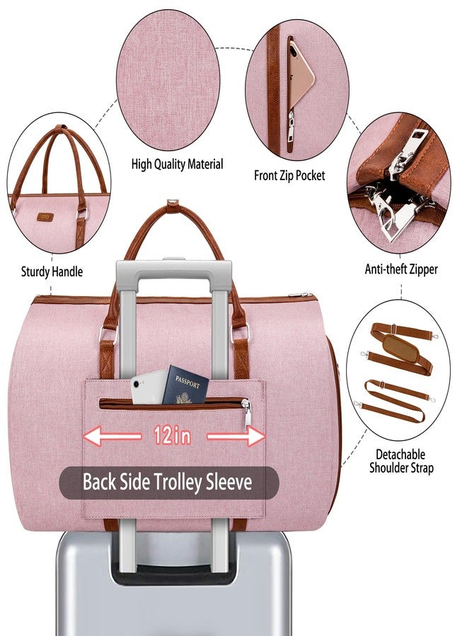 TIBES Convertible 2-in-1 Garment Bags for Travel, Carry On Garment Duffle Bag With Shoe Compartment Large Weekender Bag for Women Men Hanging Suitcase Suit Travel Duffel Overnight Bags 4pcs Set, Pink, Carry - Image 4
