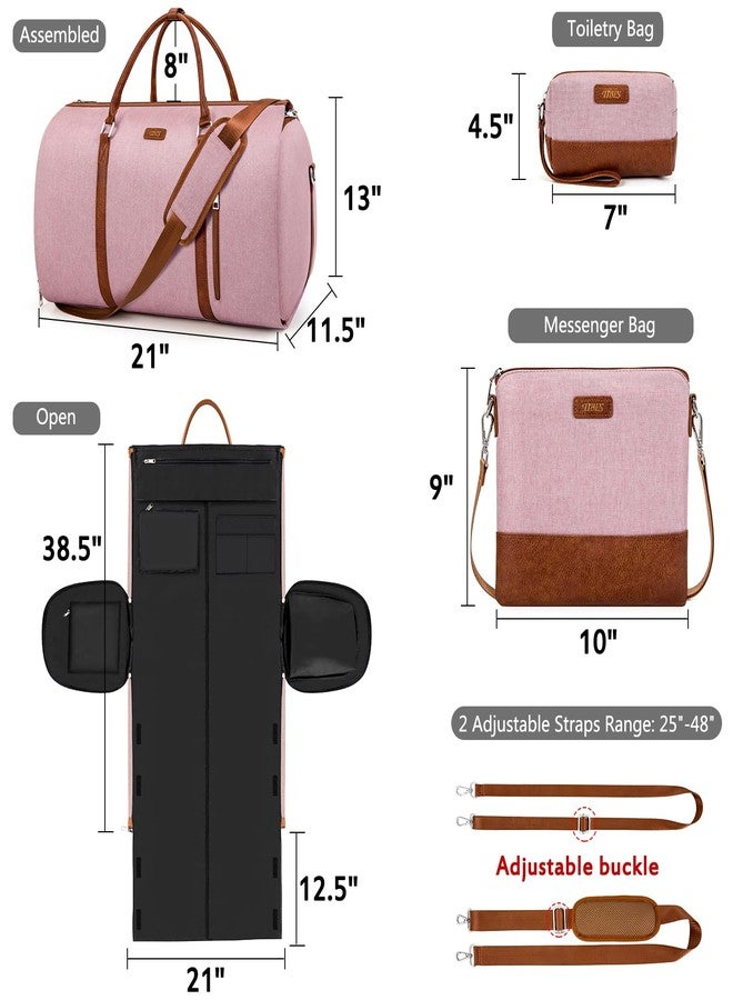 TIBES Convertible 2-in-1 Garment Bags for Travel, Carry On Garment Duffle Bag With Shoe Compartment Large Weekender Bag for Women Men Hanging Suitcase Suit Travel Duffel Overnight Bags 4pcs Set, Pink, Carry - Image 5