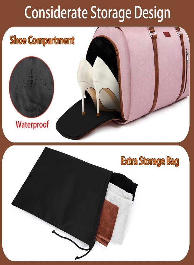 TIBES Convertible 2-in-1 Garment Bags for Travel, Carry On Garment Duffle Bag With Shoe Compartment Large Weekender Bag for Women Men Hanging Suitcase Suit Travel Duffel Overnight Bags 4pcs Set, Pink, Carry - Image 2