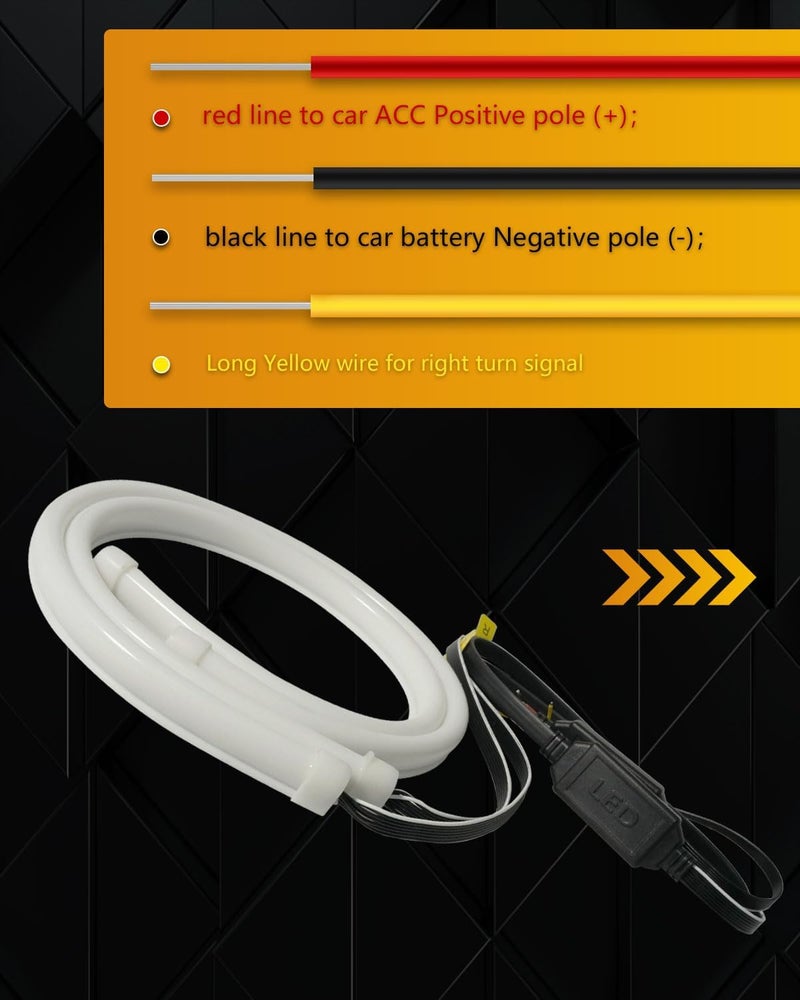 Qasim 12-Inch Sequential LED Strip Lights for Car Turn Signal and Daytime Running Light - White/Amber - Image 5