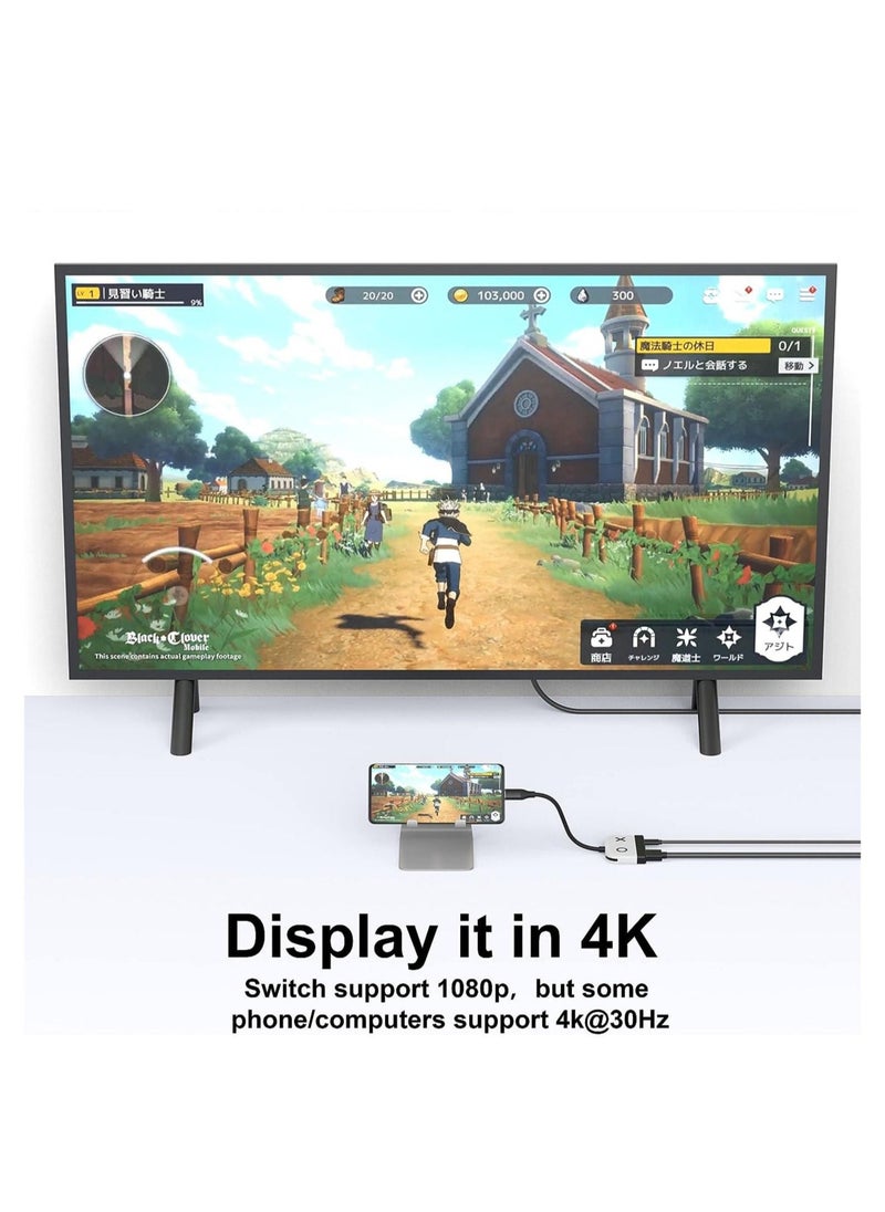 Generic - Portable TV Dock, Nintendo Switch Dock with HDMI USB 3.0 Port and USB-C Charging, Travel Dock for Nintendo Switch/Steam Deck (White) - Image 1