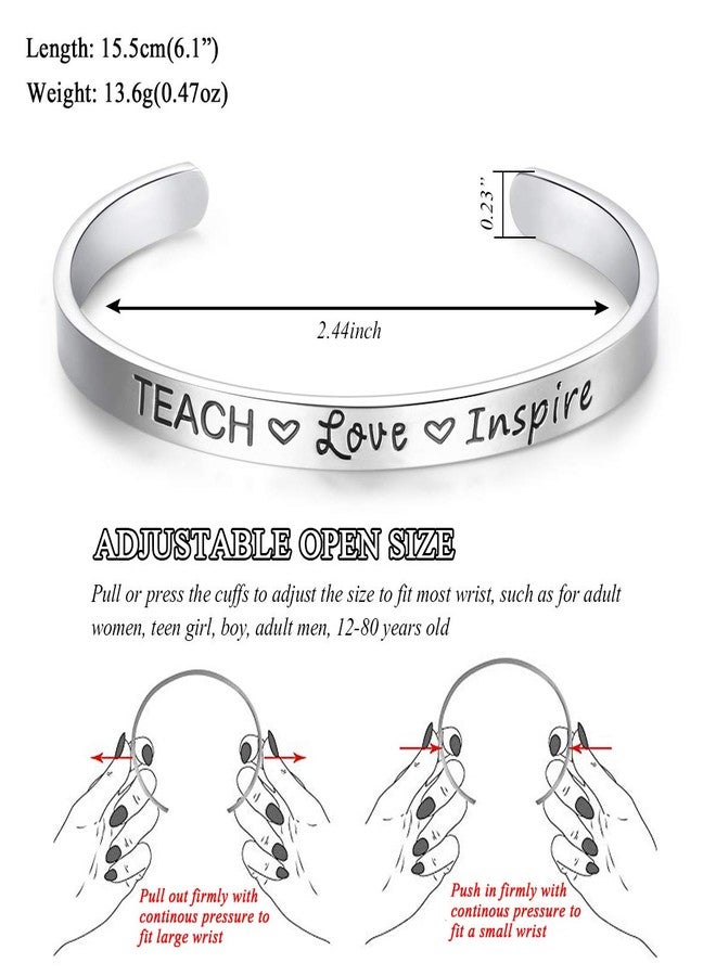 CERSLIMO Teacher Appreciation Gifts for Women Bracelets- Teach Love Inspire Cuff Bangle Graduation Thank You Back to School End of Year Christmas 2025 Retirement Must Haves Gifts for Teacher - Image 3