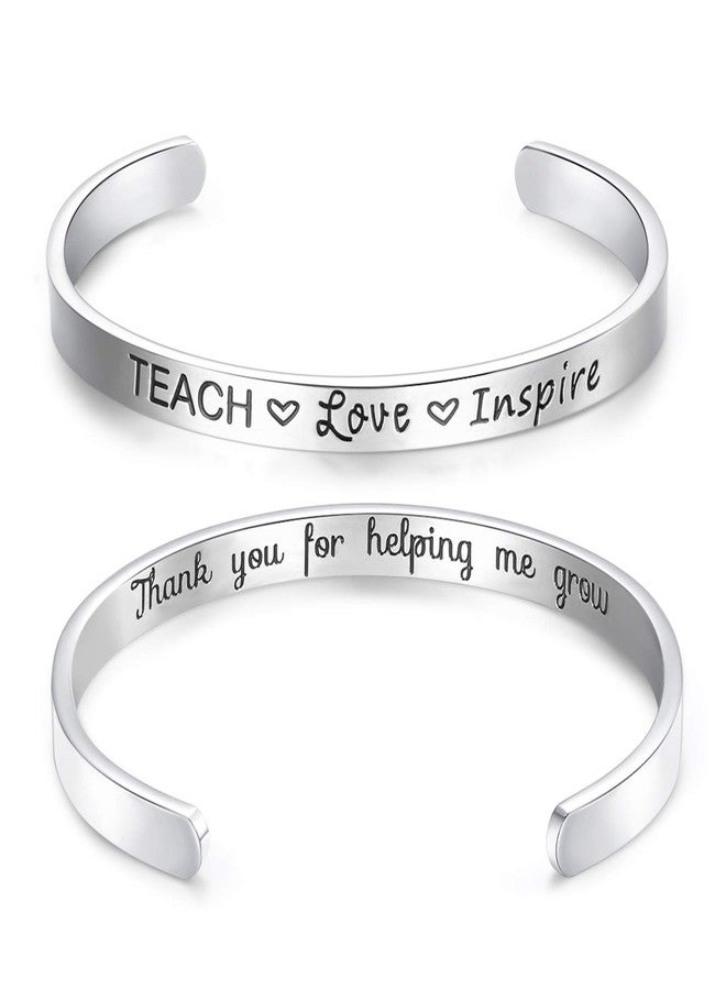 CERSLIMO Teacher Appreciation Gifts for Women Bracelets- Teach Love Inspire Cuff Bangle Graduation Thank You Back to School End of Year Christmas 2025 Retirement Must Haves Gifts for Teacher - Image 1
