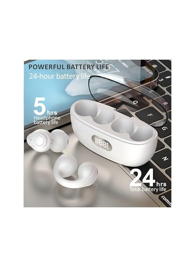 Open Ear Bluetooth Earbuds 5.3 Wireless Earphones Led Digital Display Screen Bluetooth Earphones Innovative Ear Clip Earphones Long Lasting And Painless Wireless Bluetooth Sports Earphones