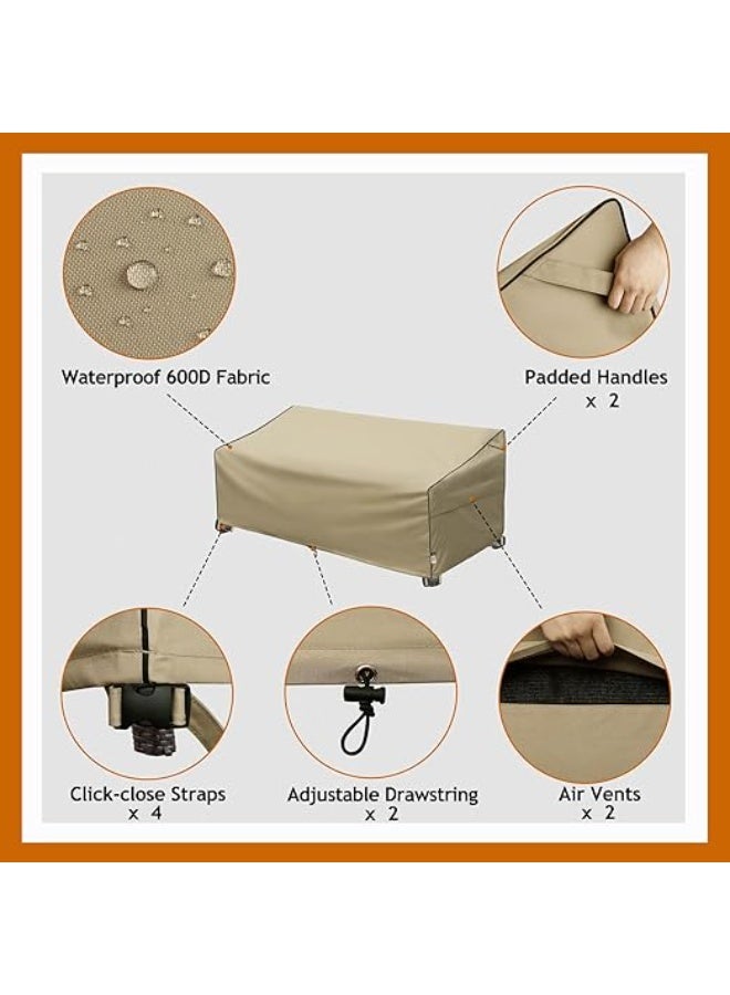Heavy Duty Outdoor Loveseat Cover, Waterproof 3-Seater Patio Couch Cover, Durable All Weather Outdoor Furniture Cover for Small Garden Bench Lounge Sofa Chair with Air Vents and Handles - Image 5