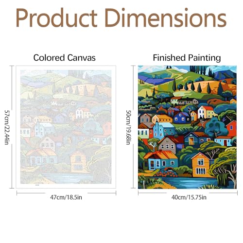 JATOK Paint by Numbers Kit for Adults Beginners Village DIY Easy Acrylic Oil Painting by Numbers on Canvas PaintbyNumbers Drawing Kits for Gift Home Wall Decor Without Frame 16x20in - Image 3