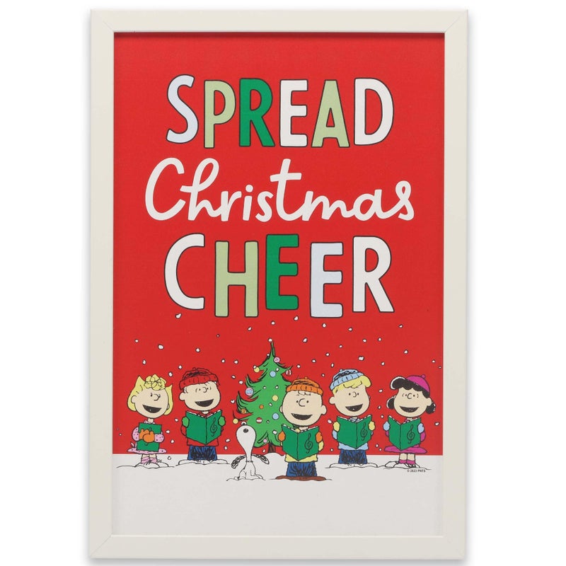 Open Road Brands Peanuts Charlie Brown and Snoopy Spread Christmas Cheer Framed Wood Wall Decor Cute Peanuts Christmas Wall Art for Home or Office - Image 2
