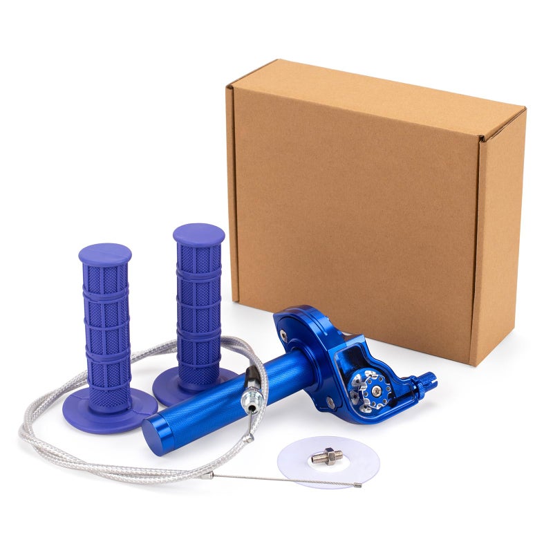 XINGWU Mini Bike Throttle Kit Universal 78 22mm CNC Quick Action Twist Throttle with Cable Throttle Assembly for CRF KLX SSR TTR 50cc250cc Dirt Pit Bike Mini Bike ATV Motorcycle Blue - Image 2