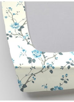 Trance Home Linen Trance Home Linen 180TC 100% Cotton 78"x78" Elastic Fitted Bedsheet Super King Bed Size | Printed Fitted Sheet | Elasticated Fitted Bedspread with 2 Pillow Covers (78x78 inch, Aster Blue)  - Image 2