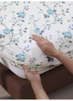 Trance Home Linen Trance Home Linen 180TC 100% Cotton 78"x78" Elastic Fitted Bedsheet Super King Bed Size | Printed Fitted Sheet | Elasticated Fitted Bedspread with 2 Pillow Covers (78x78 inch, Aster Blue)  - Image 3