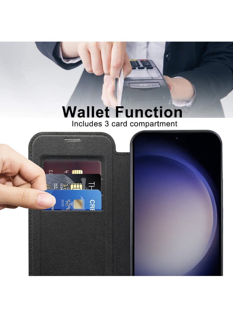 Captaintech Flip Leather Samsung S24 Case for Samsung 2024 Personalized Texture Leather Flip Phone Case, Flip Leather Case for Samsung with Credit Card Holder  - Image 5