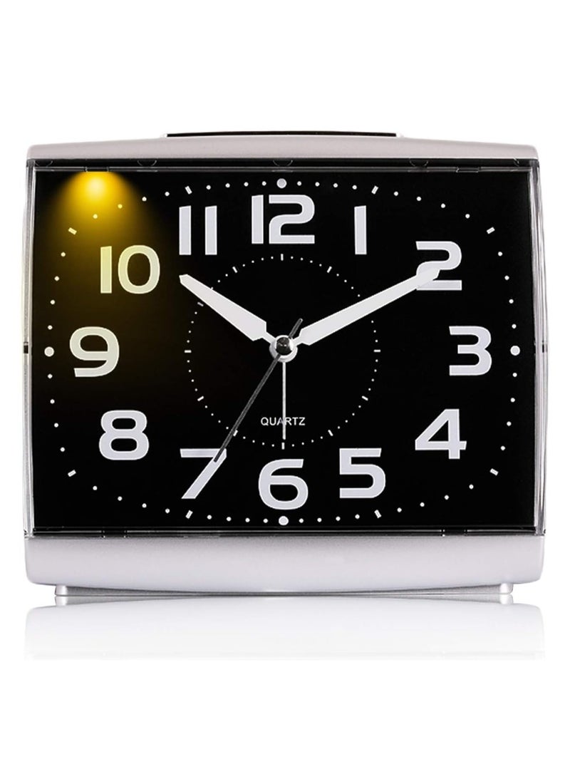 KASTWAVE Analog Alarm Clock, Digital Alarm Clock for Bedrooms, Large Square Alarm Clock, Silent Movement, Silent Alarm Clocks Bedside, with Night Light, Non Ticking Table Clocks, No Batteries Included  - Image 1