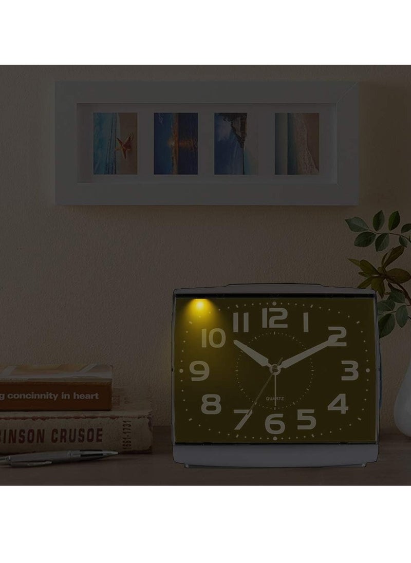KASTWAVE Analog Alarm Clock, Digital Alarm Clock for Bedrooms, Large Square Alarm Clock, Silent Movement, Silent Alarm Clocks Bedside, with Night Light, Non Ticking Table Clocks, No Batteries Included  - Image 4
