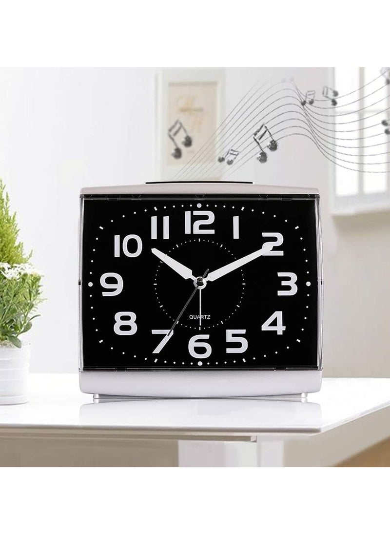 KASTWAVE Analog Alarm Clock, Digital Alarm Clock for Bedrooms, Large Square Alarm Clock, Silent Movement, Silent Alarm Clocks Bedside, with Night Light, Non Ticking Table Clocks, No Batteries Included  - Image 2