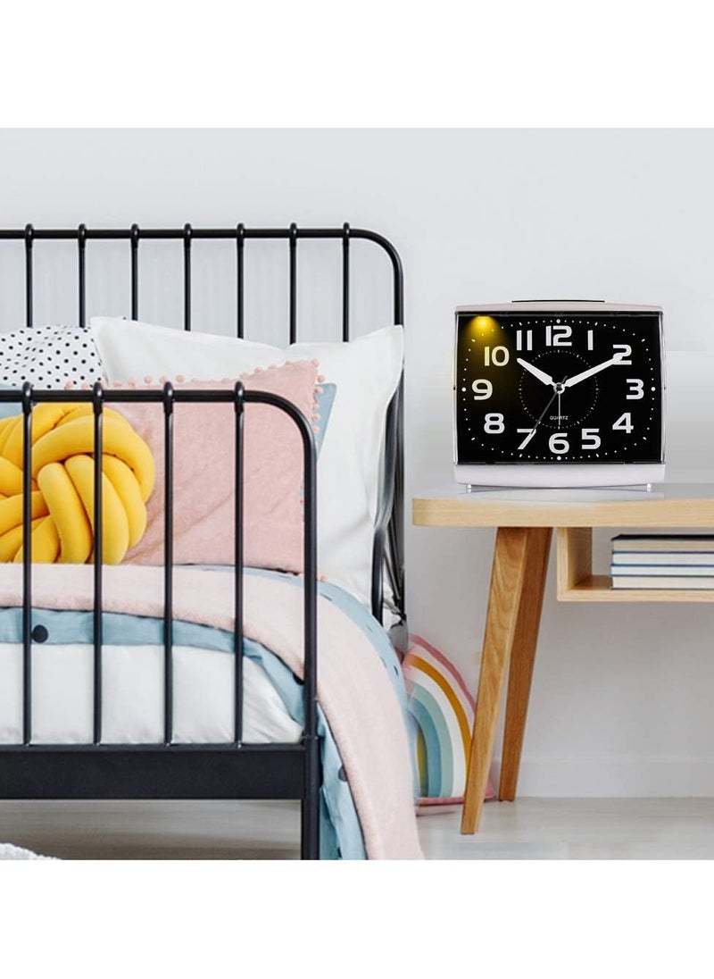 KASTWAVE Analog Alarm Clock, Digital Alarm Clock for Bedrooms, Large Square Alarm Clock, Silent Movement, Silent Alarm Clocks Bedside, with Night Light, Non Ticking Table Clocks, No Batteries Included  - Image 3