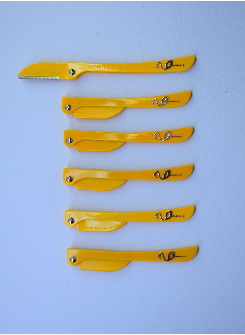 Feather-Flamingo - 6 Pieces Flamingo Ladies Razor For Facial And Body Hair Yellow - Image 1