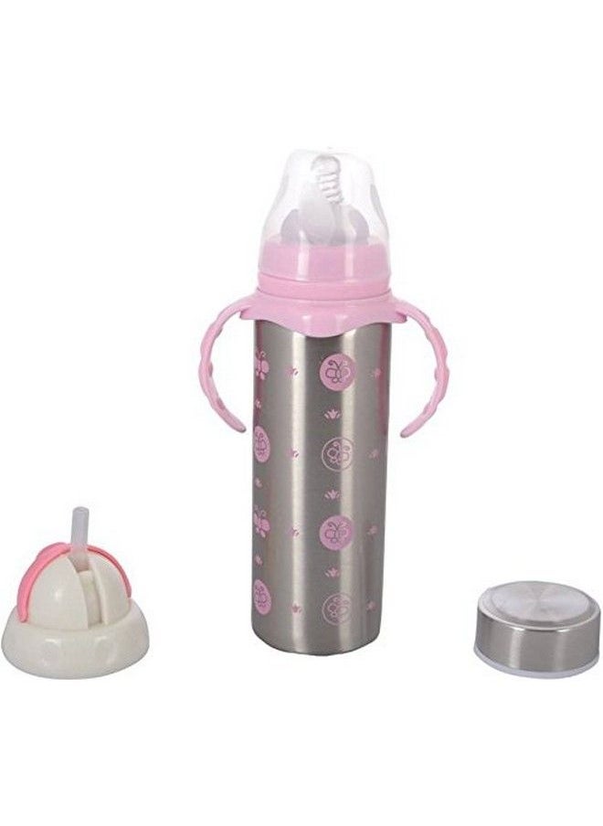 Chinmay Kids - 3 In 1 Thermal Insulation Stainless Steel Baby Feeding Bottle Pink 240Ml_Xl - Image 1