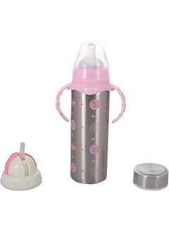 3 In 1 Thermal Insulation Stainless Steel Baby Feeding Bottle Pink 240Ml_Xl