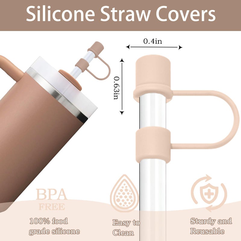 DEWJDFSC 6PCS Silicone Straw Covers Caps Compatible with Stanley 30&40 Oz Tumbler Accessories Simple Straw Toppers Reusable Caps for Stanley Cup 10mm 0.4in Straws (Colorful 1) - Image 3