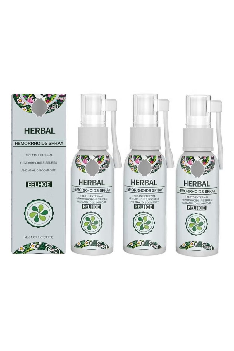 EELHOE 3pcs Herbal Hemorrhoids Spray - Soothing Relief with Natural Ingredients - Fast-Acting Formula for Hemorrhoid Discomfort - (3x30ML) - Image 1