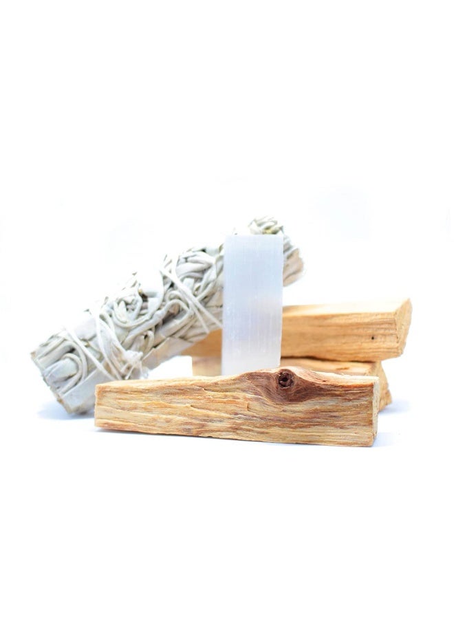 Pachamama Essentials Organic White Sage Salvia Apiana Palo Santo Holly Wood Selenite Stick Healing kit palo Santo Sticks Smudge kit - Image 3