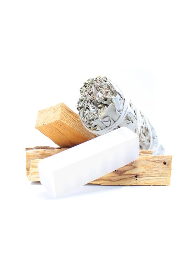 Pachamama Essentials Organic White Sage Salvia Apiana Palo Santo Holly Wood Selenite Stick Healing kit palo Santo Sticks Smudge kit - Image 2