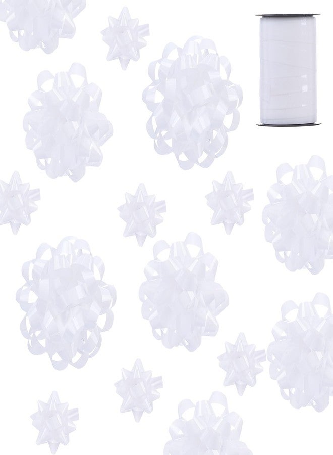 FORBINBO 25 Pcs Gift Bows Assortment - 3 Size Gift Bowsand 1 Crimped Curling Ribbons, Perfect for Christmas, Holiday，Birthdays, Weddings, Baby/Bridal Showers, Party (White - Image 2