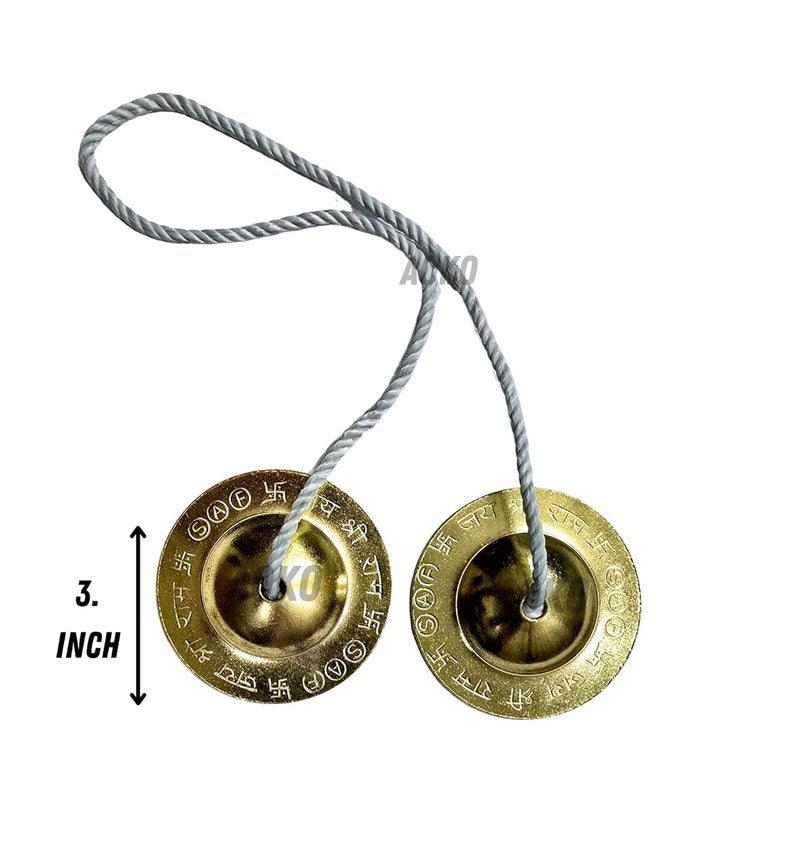 AOKO صنوج خرتال اليدوية مع المنجيرات، آلة إيقاعية هندية تقليدية، 2 زوج - Image 5