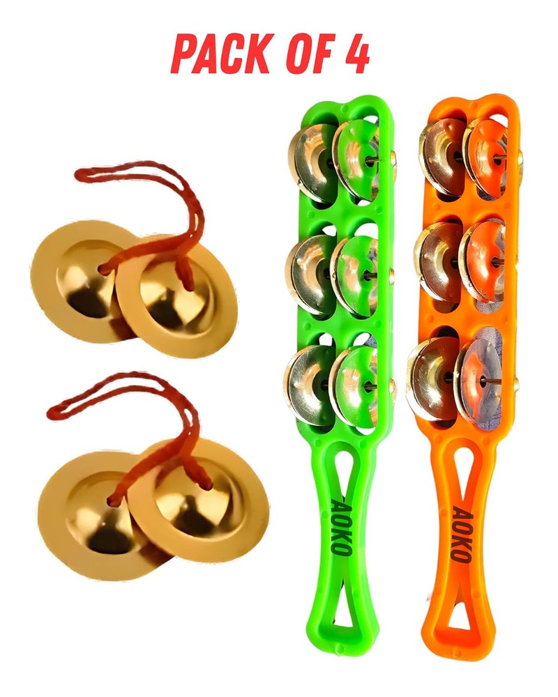 AOKO صنوج خرتال اليدوية مع المنجيرات، آلة إيقاعية هندية تقليدية، 2 زوج - Image 2