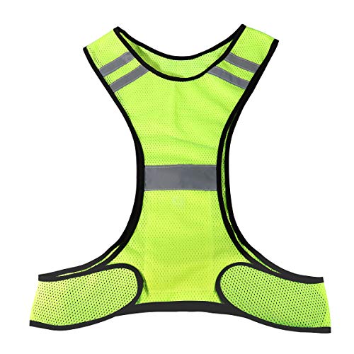 Rosenice Reflective Vest - Lightweight Polyester Safety Jacket for Running Biking and Sports - Adjustable Fit Fluorescent Yellow Mesh Fabric for Enhanced Visibility - Image 1