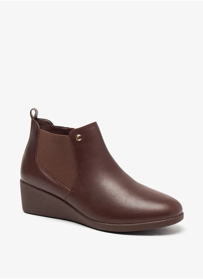 Le Confort Women's Solid Ankle Boots with Wedge Heels and Zip Closure