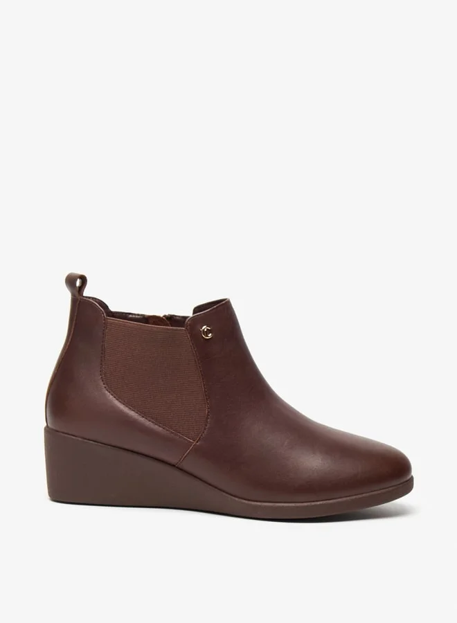 Le Confort Women's Solid Ankle Boots with Wedge Heels and Zip Closure