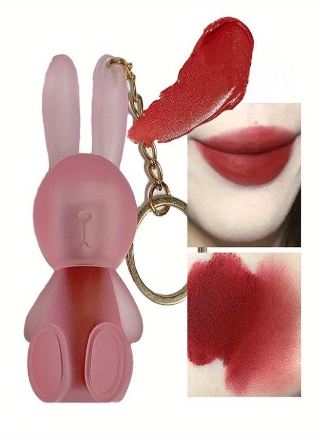 GEGE BEAR Bunny Velvet Lip Mud | Soft Matte Finish | Hydrating | Long-Lasting | Non-Sticky | Keychain Design | Trendy Lipsticks for Women | 6 Colors, 4ml (05-DELICATE, 4mL) - Image 1