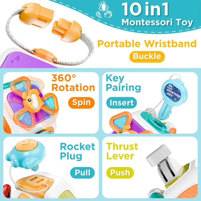 iPlay, iLearn Baby Busy Board Cube, Montessori Sensory Inspired Toy Toddler 1-3, Infant Carseat Plane Travel, Kids Educational Learning Activity, Birthday Gift 6 7 9 12 18 Month 1 2 Year Old Boy Girl - Image 3