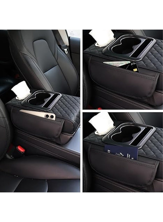 Arabest Arm Rest Cover for Car Car Armrest Center Console Cover with Cup Holder 2 Storage Center Console Armrest Vinyl Leather Trim Car Armrest Cushion Anti-Scratch, Suitable for Most Vehicle, SUV, Grey - Image 5