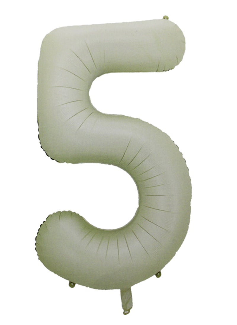 PARTY FUN Foil Number Balloon 16" No.5 Cream Color  - Image 1