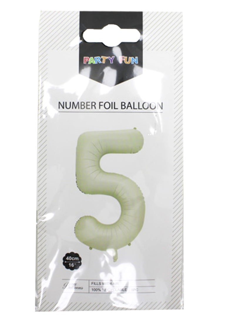 PARTY FUN Foil Number Balloon 16" No.5 Cream Color  - Image 2