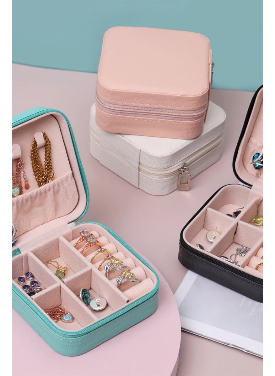 ÇLK Accessories - Organizer Takı Kutusu Takı Saklama Kutusu Küpe Kolye Yüzük Seyahat Takı Kutusu TAKIKUTUSU01 Pembe - Image 1