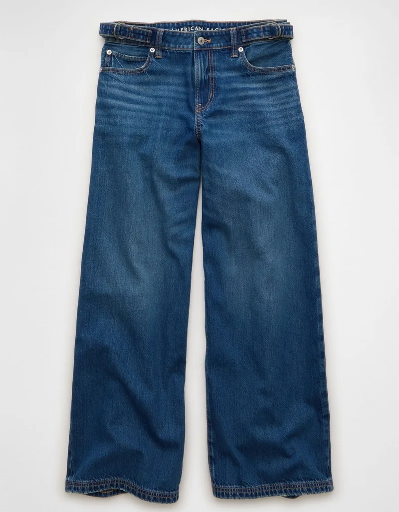 American Eagle  AE Dreamy Drape Strigid Low-Rise Baggy Wide-Leg Jean for Women | Best Price UAE