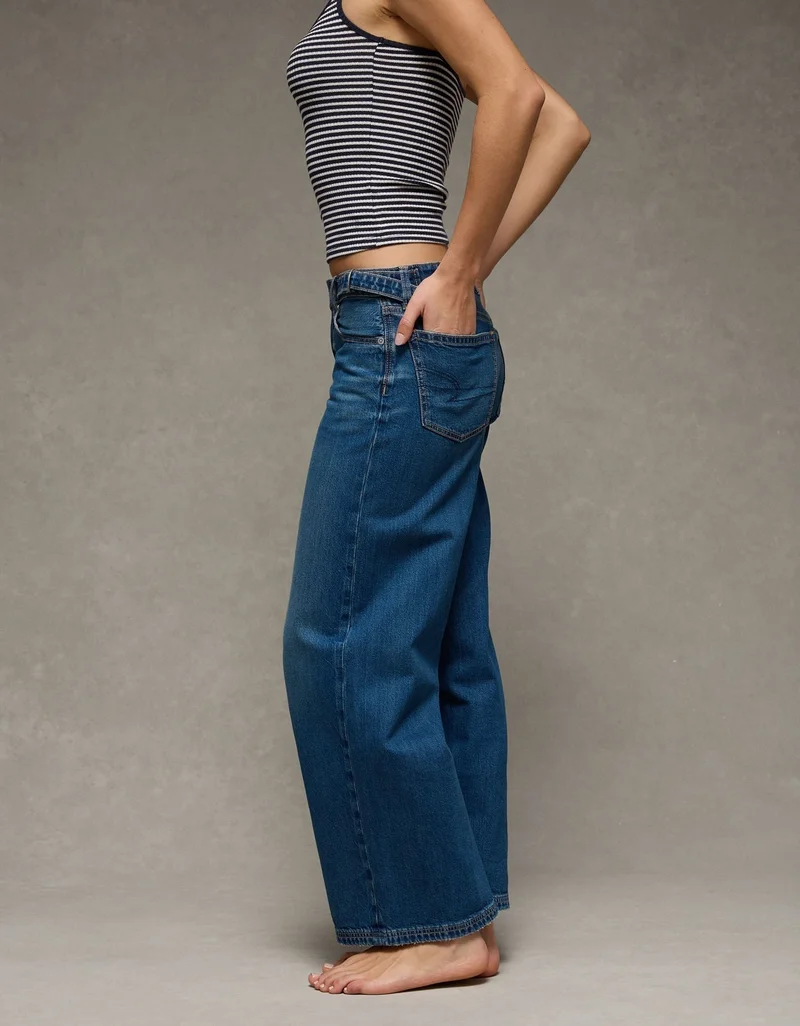 American Eagle  AE Dreamy Drape Strigid Low-Rise Baggy Wide-Leg Jean for Women | Best Price UAE