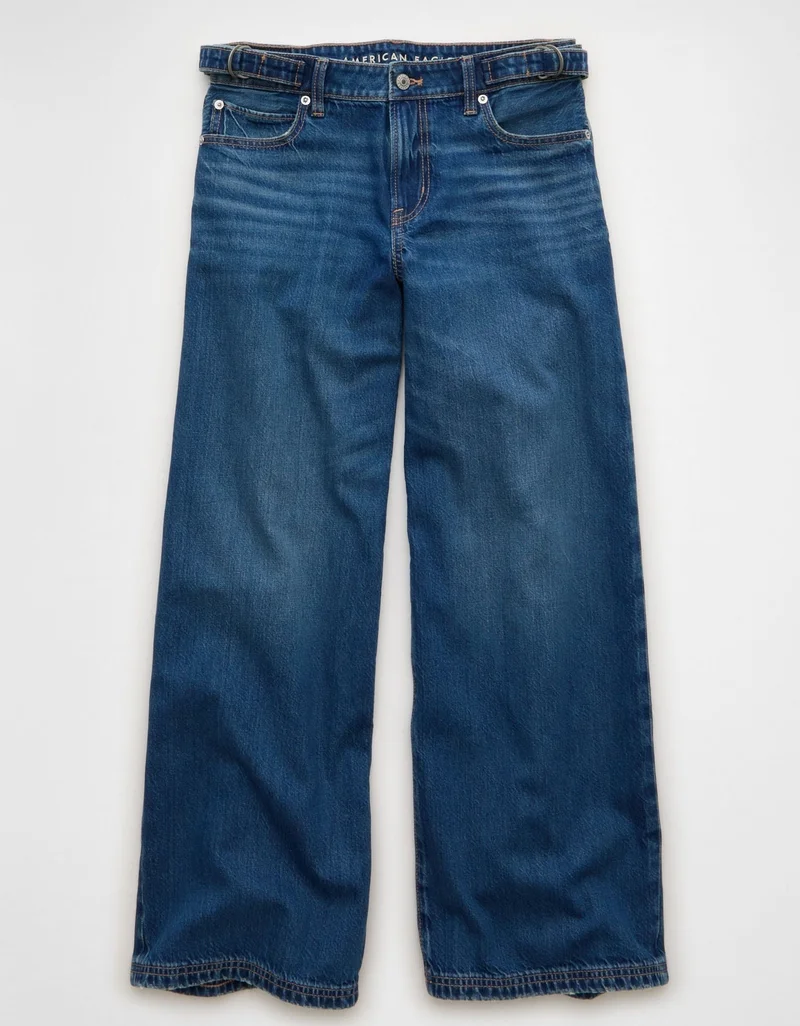 American Eagle  AE Dreamy Drape Strigid Low-Rise Baggy Wide-Leg Jean for Women | Best Price UAE