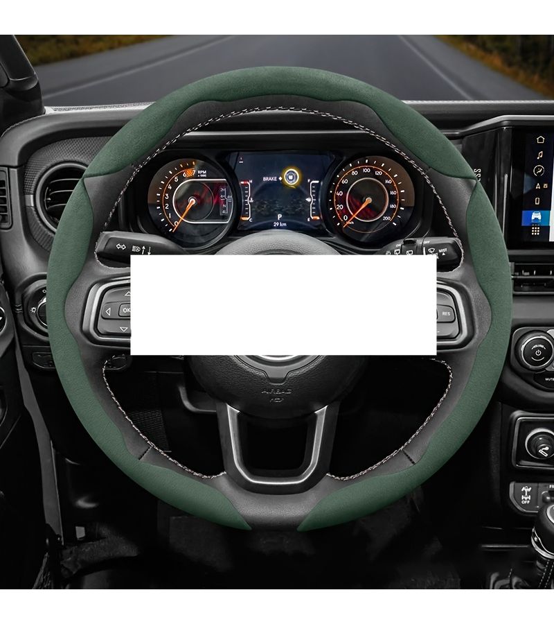 Red 2 Piece Nonslip Winter Steering Wheel Cover For Jeep Round Wheel - Image 1