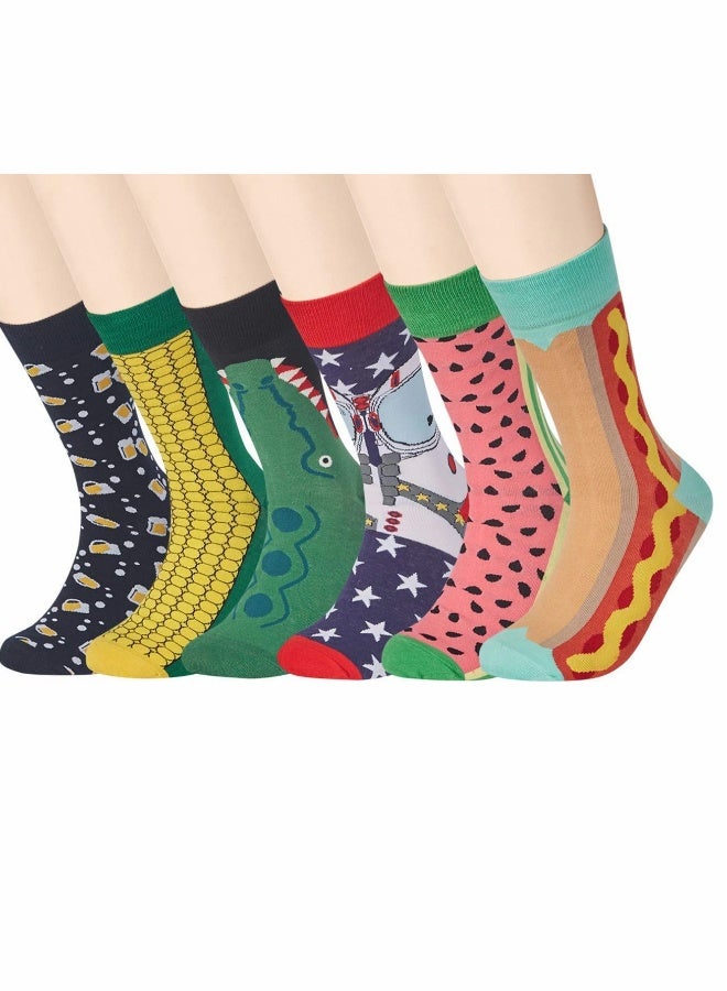 Funny Socks for Women Men, 6 Pcs Winter Crazy Fun Crew Novelty Fashion Casual Dress Socks, Trend Hip Hop Colourful Compression Socks - Image 1