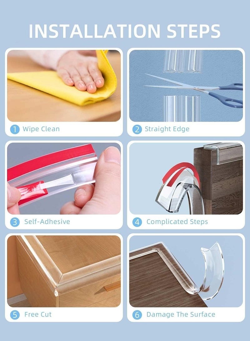 بيروي 2 متر*2 قطعة شريط ممتص للصدمات لسلامة الأطفال، شريط ممتص للصدمات في زاوية طاولة الأطفال، إجمالي 4 أمتار - Image 4