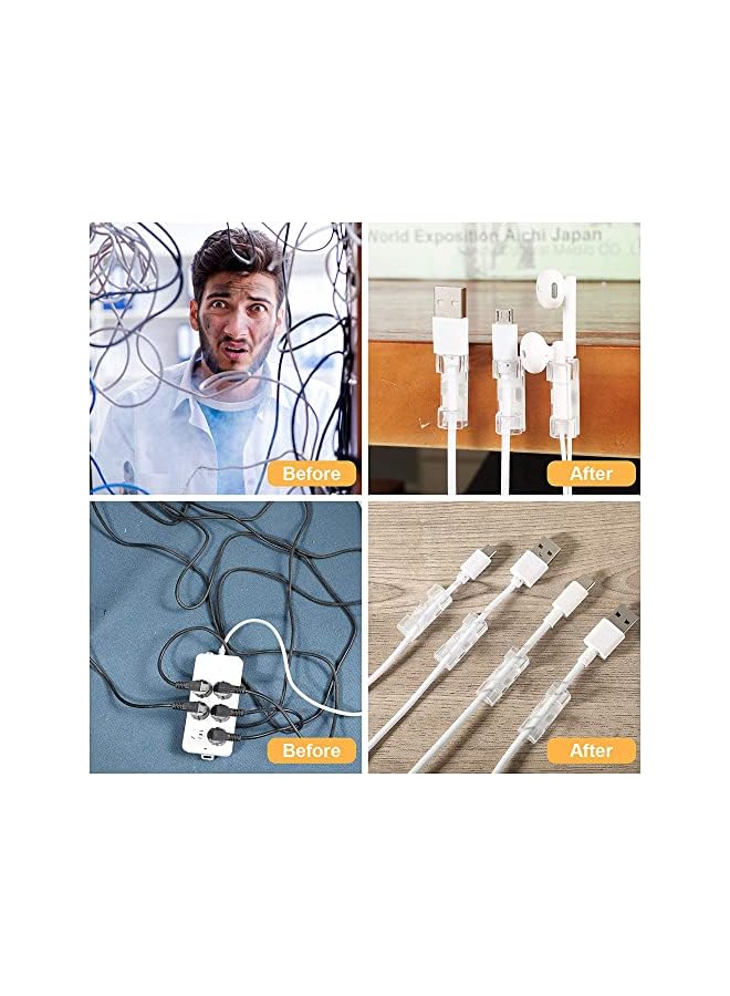 PYLCO SMART SMART Cable Clips Cord Management for Office Desk PC TV Electric Power Extension Wire Hooks Clip with Adhesive Tapes - Clear Sticky Tidy Cord and Wires Organiser Clips (Transparent - 60 Packs) - Image 5