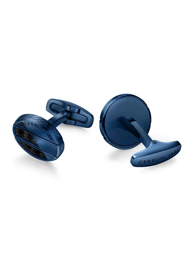 CERRUTI 1881  Halves.2 Blue and Black Stainless Steel Cufflinks for Men for Men | Best Price UAE