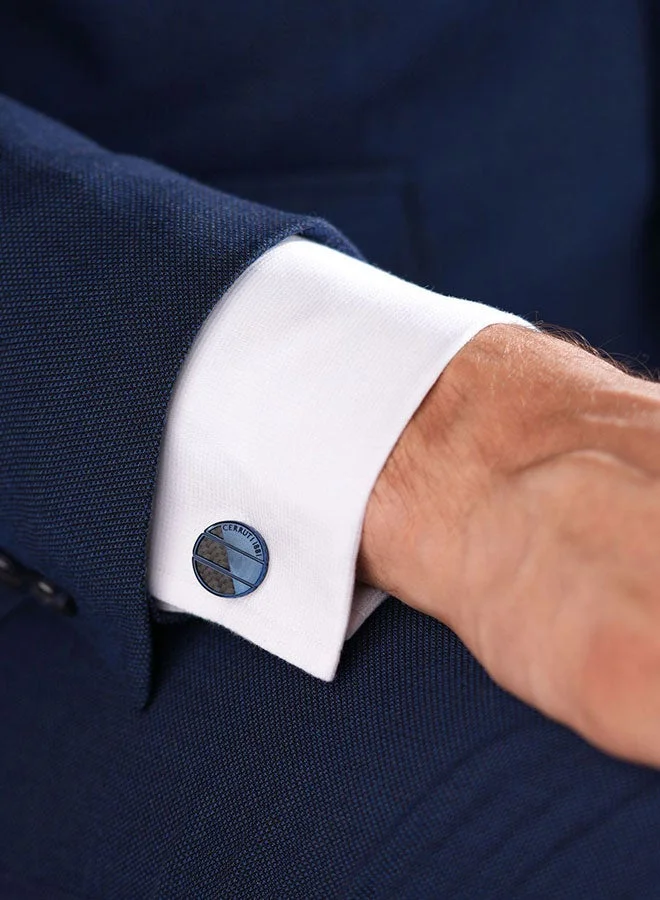 CERRUTI 1881  Halves.2 Blue and Black Stainless Steel Cufflinks for Men for Men | Best Price UAE