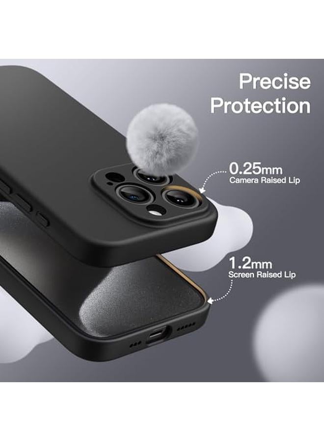 جي تيك جراب سيليكون مغناطيسي لهاتف آيفون 15 برو مقاس 6.1 بوصة متوافق مع غطاء هاتف ماج سيف مع حماية كاملة لعدسة الكاميرا باللون الأسود - Image 5